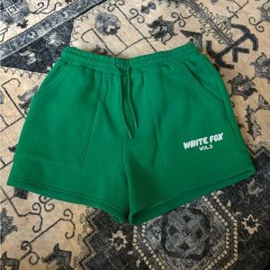 White Fox Green Sweatshorts